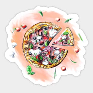 Pizza with sliced slice Sticker